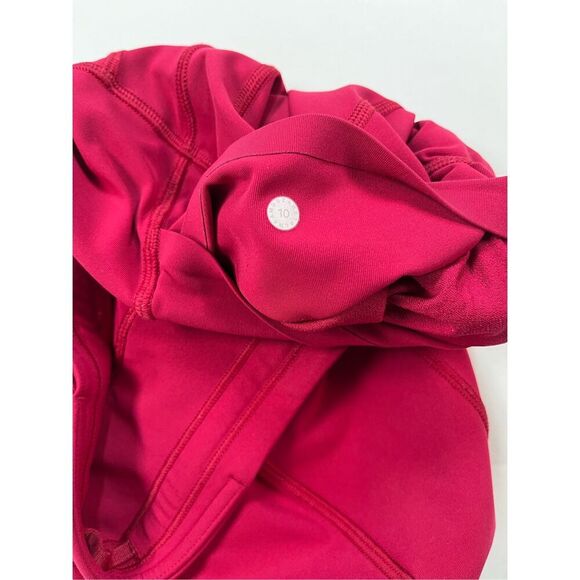 Lululemon Time To Sweat Crop 23" Ruby Red Luxtreme Side POCKETS W6AMDS Size 10 - Picture 7 of 13